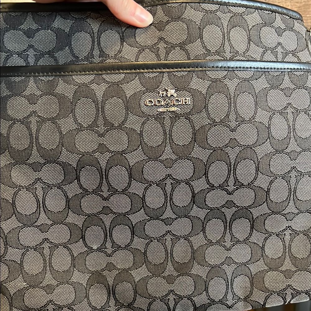 Coach Black and Gray Shoulder Bag with Signature Logo